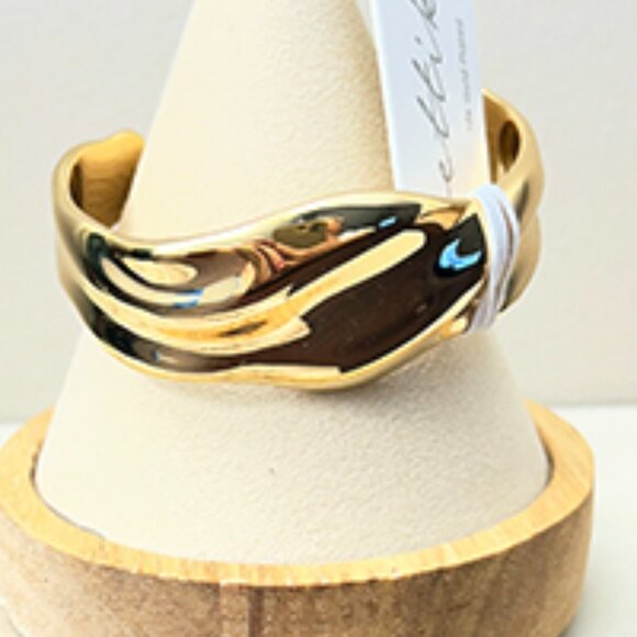 Ettika | Gold Sculptural Bracelet “The Wavy Days Cuff Bracelet”  NWT